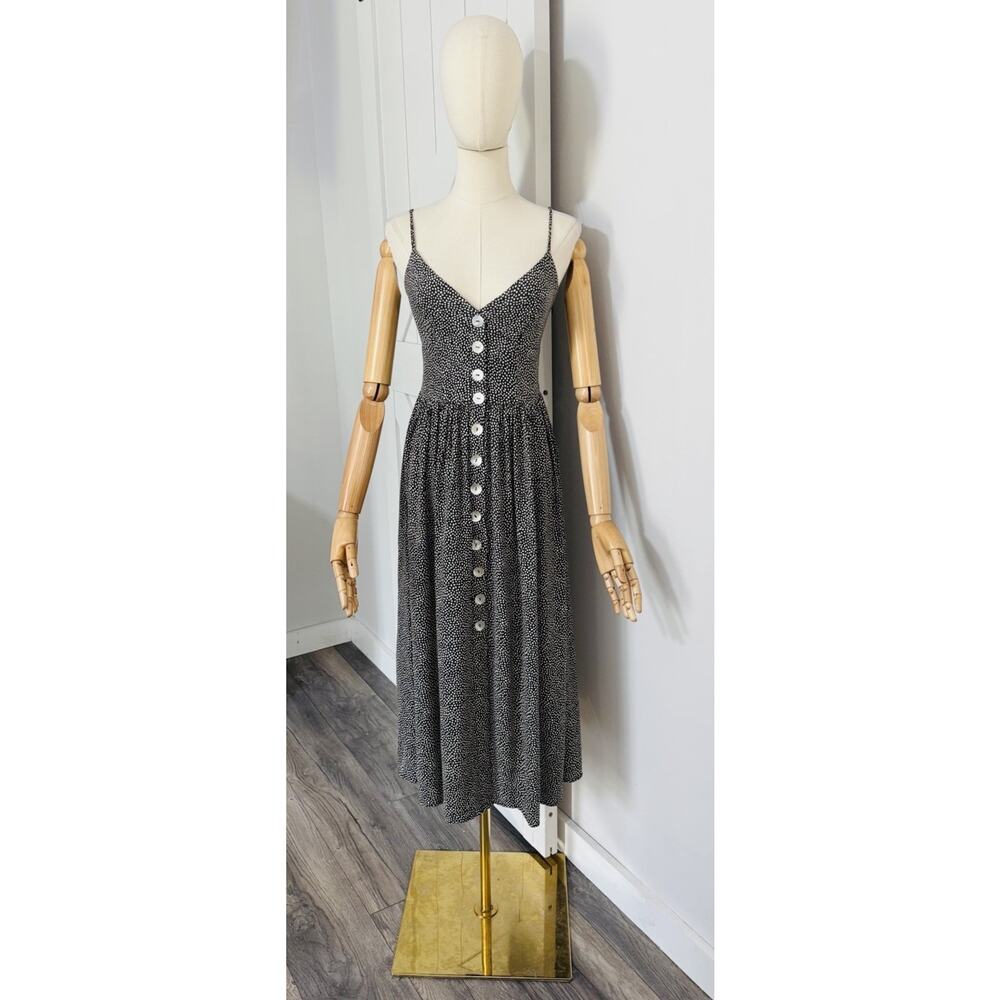 Auguste the Label Size US 2 Tear Drop Staple Charcoal Dot Print Midi Dress - Picture 2 of 8